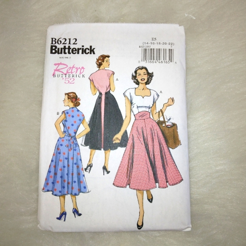 Butterick B6212 Retro 52 Back wrap dress, size 14-22, average skills